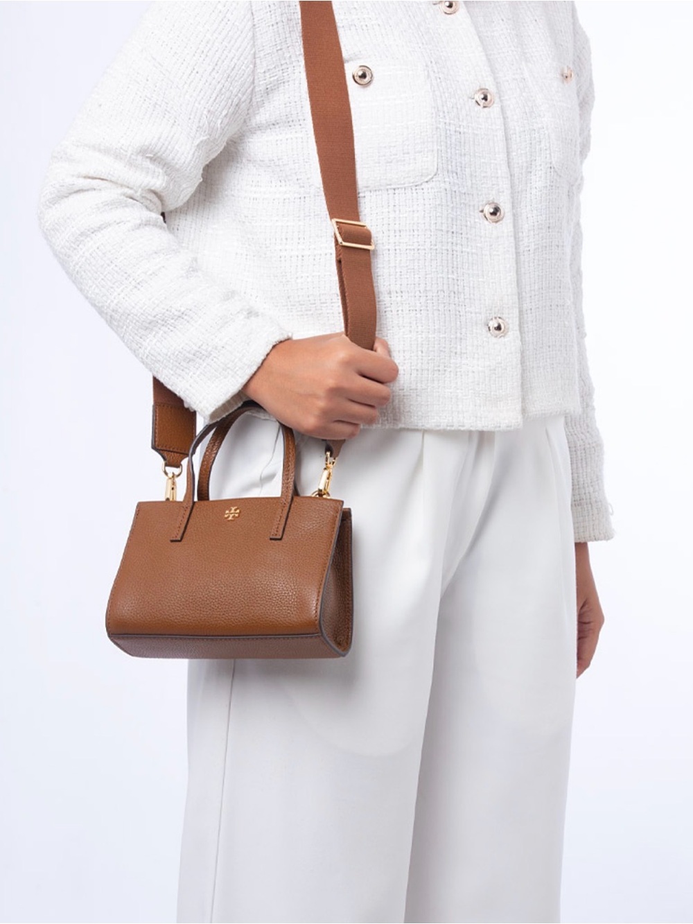 🔥NWT Tory Burch Blake Mini Tote in Cortado brown pebbled leather features gold🔥 - Picture 15 of 16